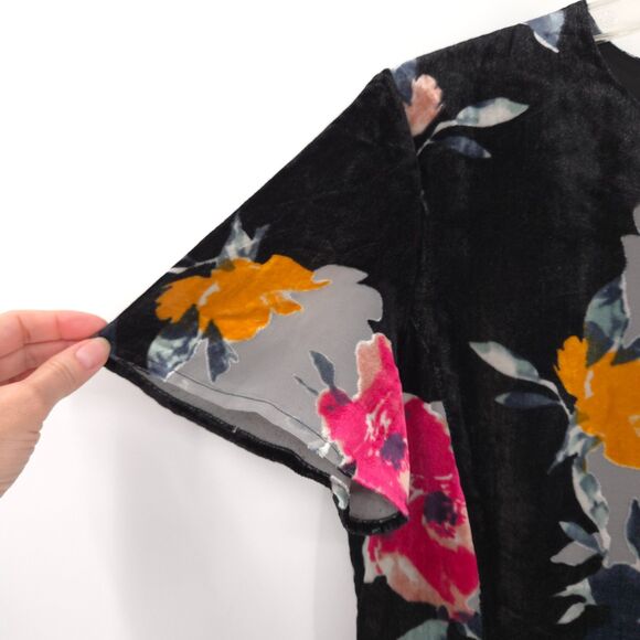 French Connection floral velvet burnout mini dress Size 10 black flutter sleeve - Picture 4 of 8